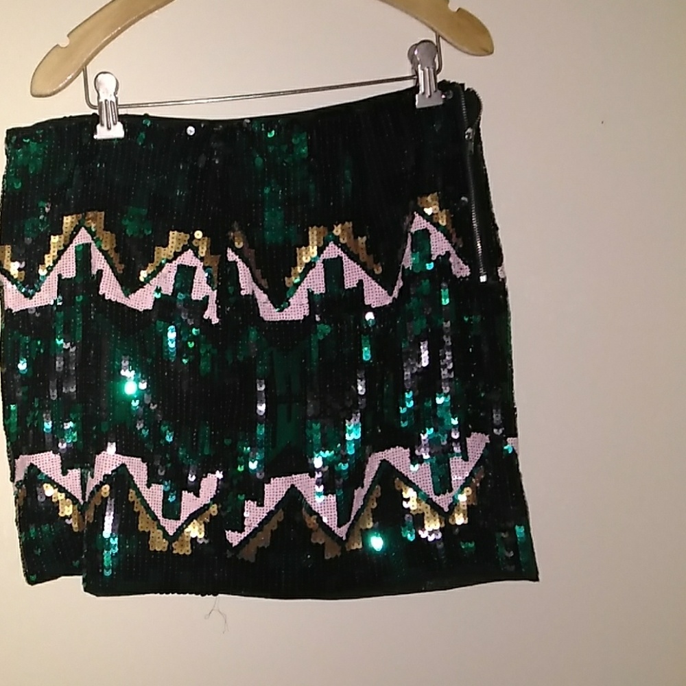 Multi color sequin mini skirt